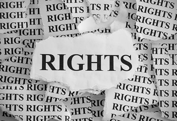 The word "rights" on a scrap of paper (iStockphoto)