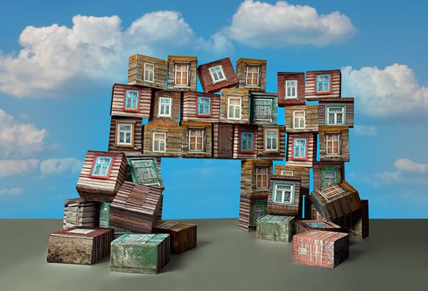 image: rooms stacked like building blocks (iStockphoto)