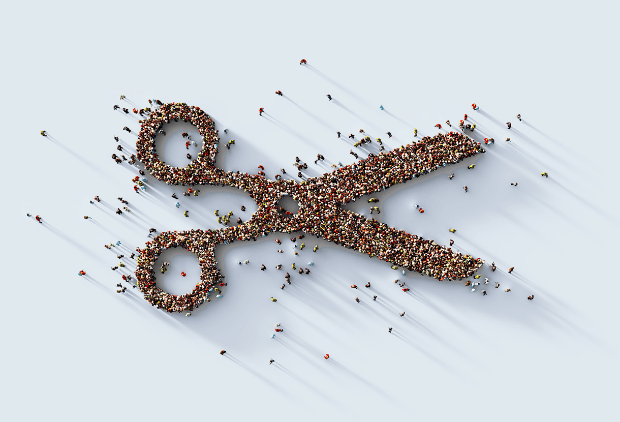 image: Human Crowd Forming Scissor Symbol (iStockphoto)