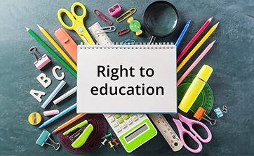 image: sign that reads "Right to education" surrounded by school supplies (iStockphoto)